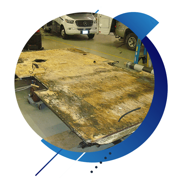 water damaged RV floor